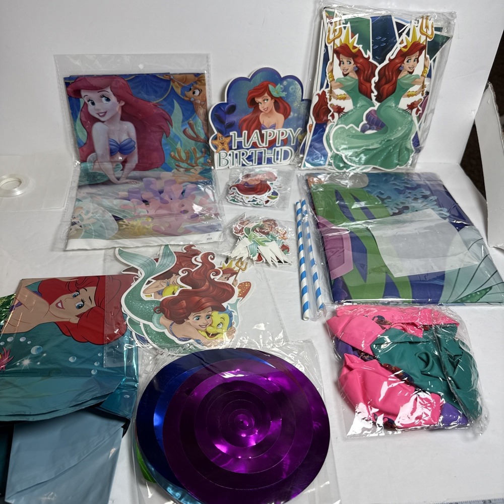 Disney Ariel Birthday Party Decoration Backdrop Tablecloth Balloons #1